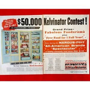 1961 Kelvinator Refrigerator Fridge Sweepstakes Contest‎ 2pg Vtg PRINT AD 21x13